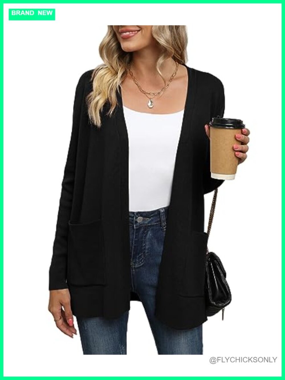 Long Sleeve Open Front Knit Cardigan with Pockets